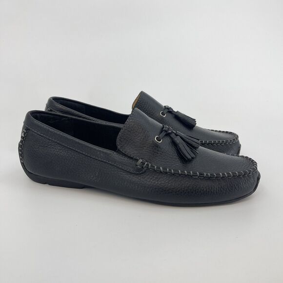 HS Trask Men\'s 11.5 Black Pebbled Leather Tasseled Driving Loafers Slip On Shoes main image 9